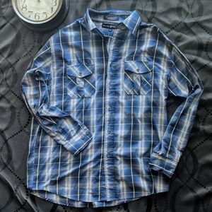 Blue/Gray Paid Beverly Hills Polo Club Button Down